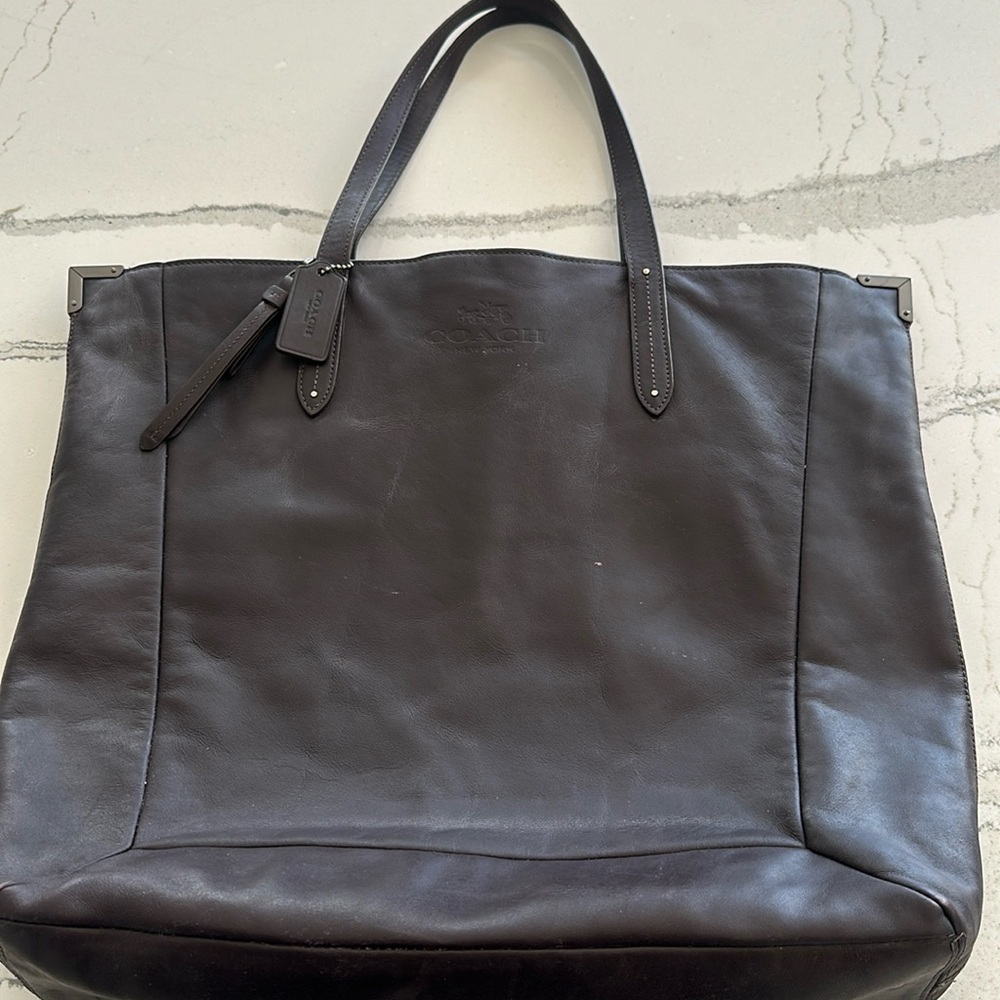 Coach Vintage Leather Tote From 2014 Deep Plum.